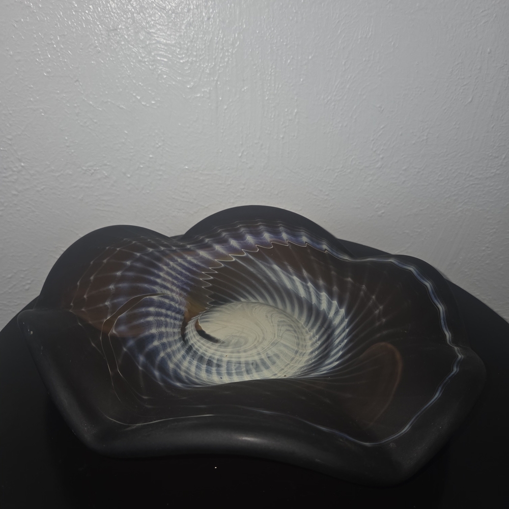 Abstract Black and Cream Art Bowl